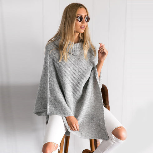 Mid-length fashionable cape shawl bat shirt - ROUTINE FASHION